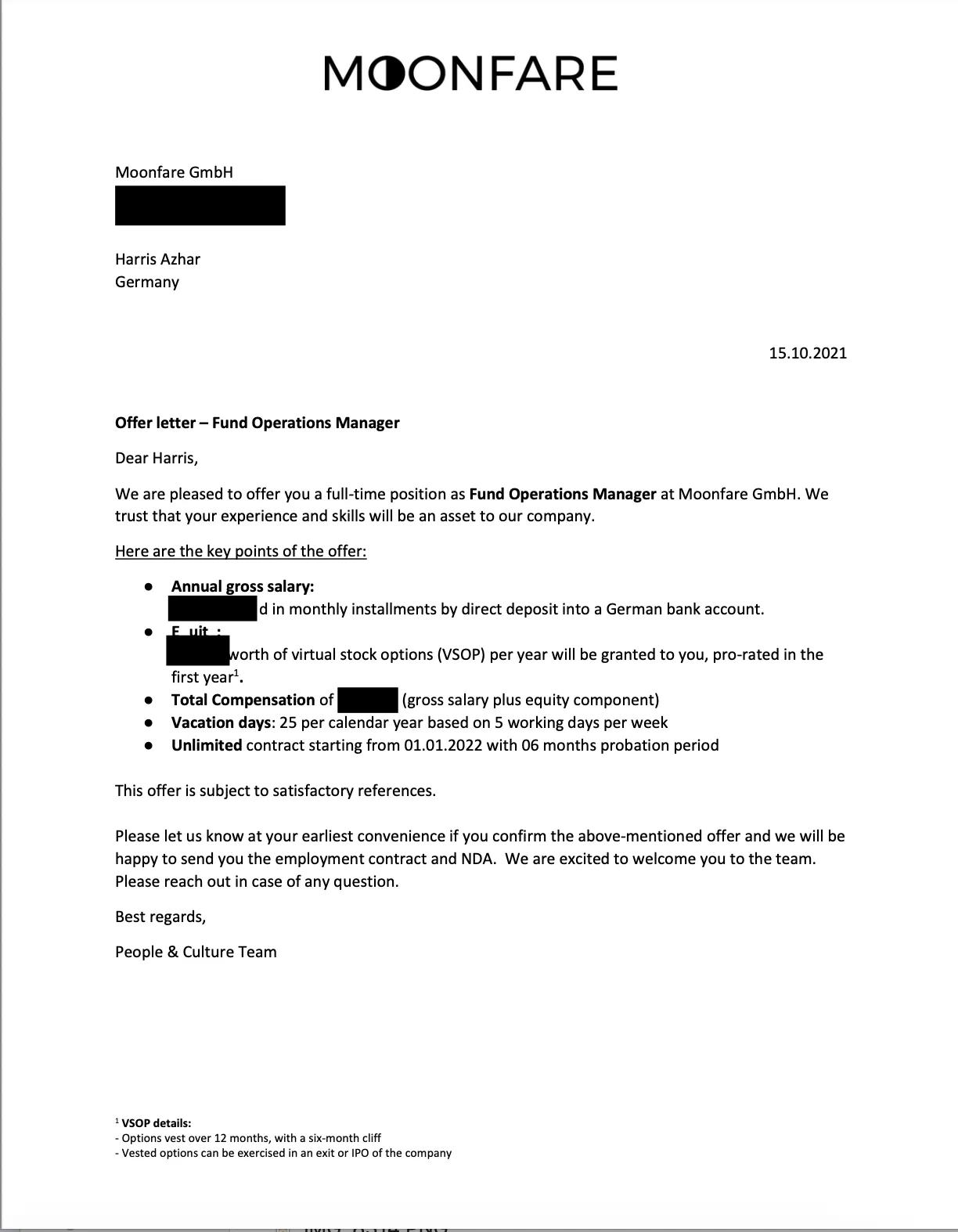 Employment confirmation letter
