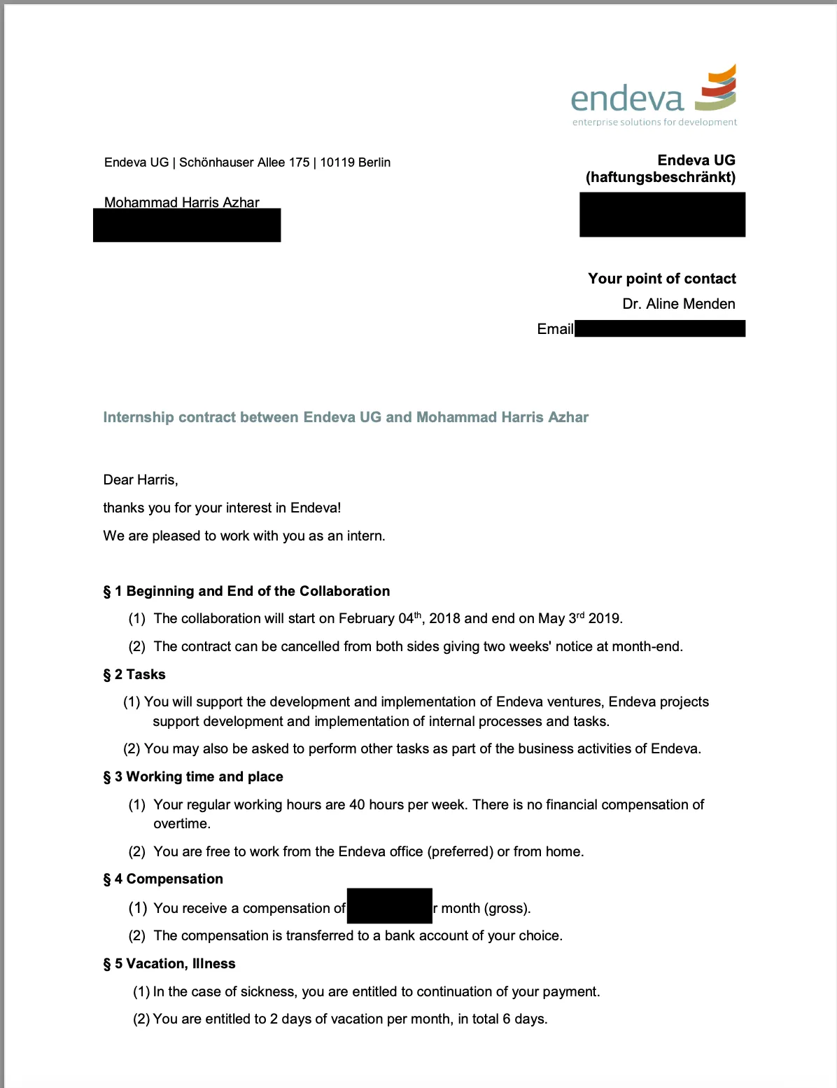 Employment confirmation letter