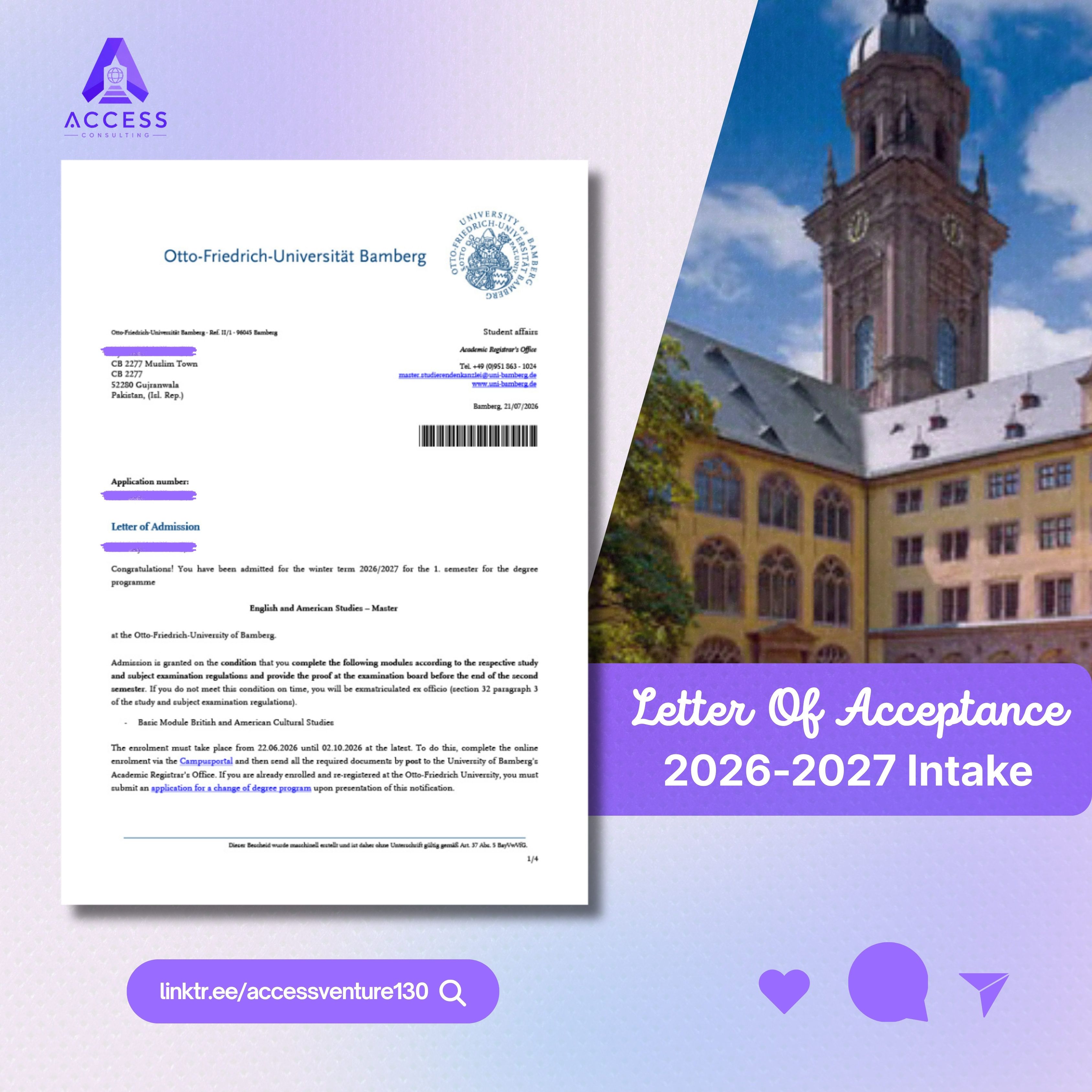 German University admission.